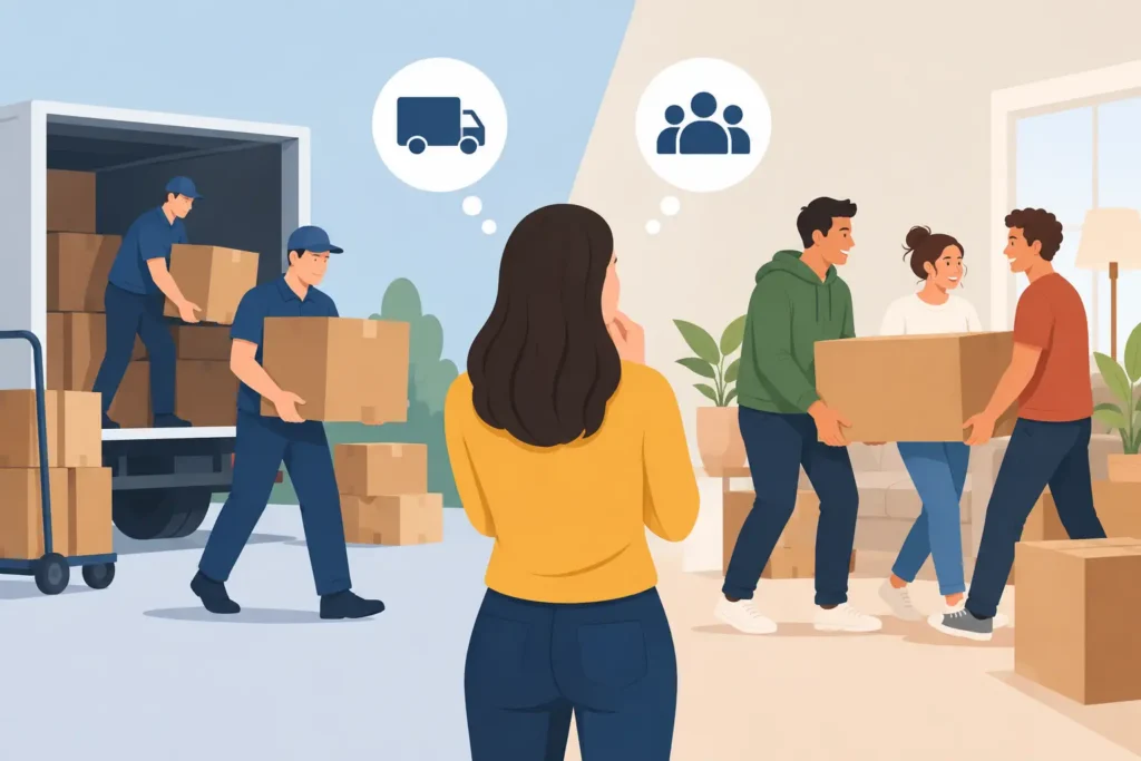 Movers Versus Friends: What Saves You More?